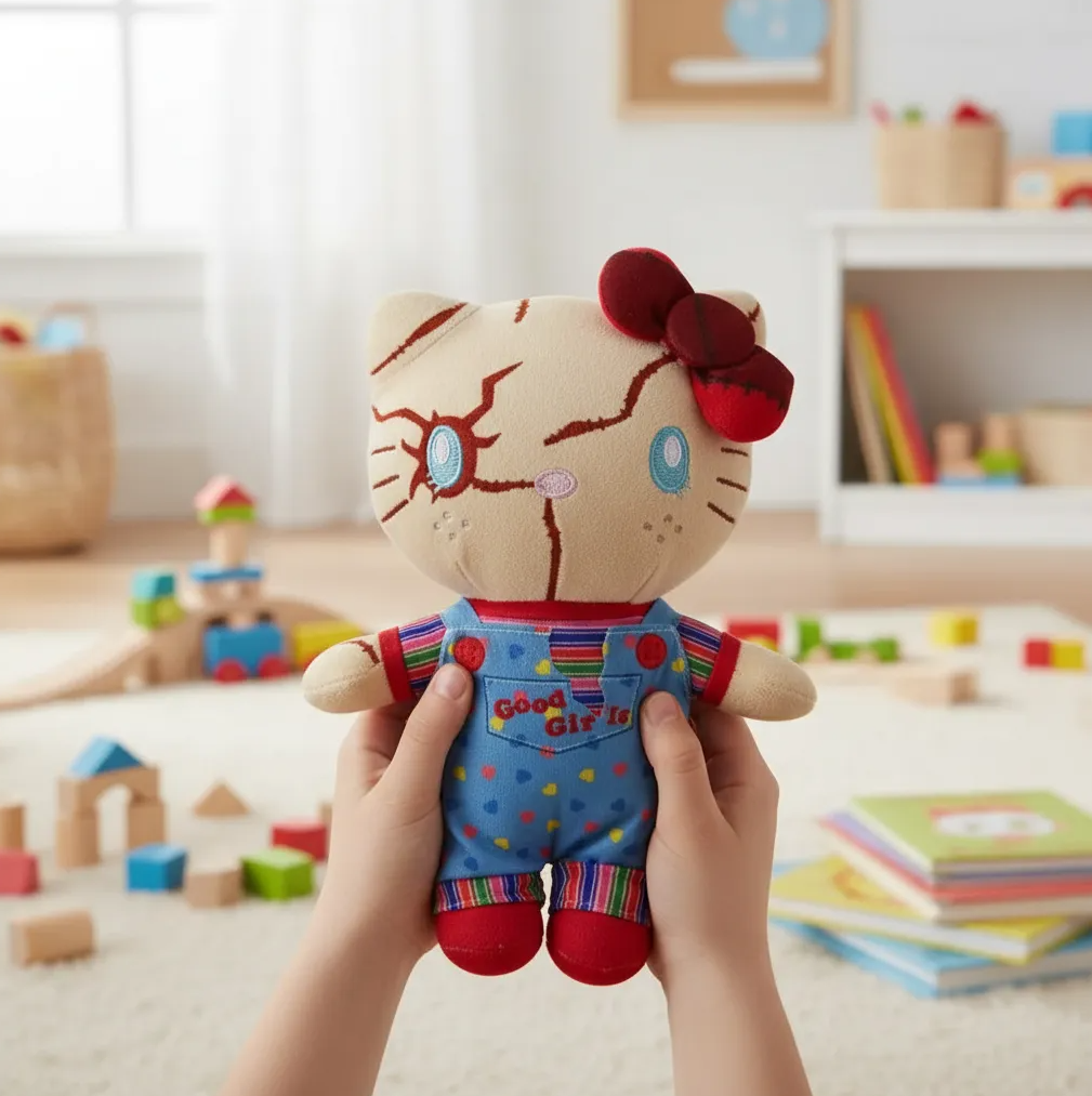 Peluche Hello Kitty con disfraz de Chucky Adorbale 22cm